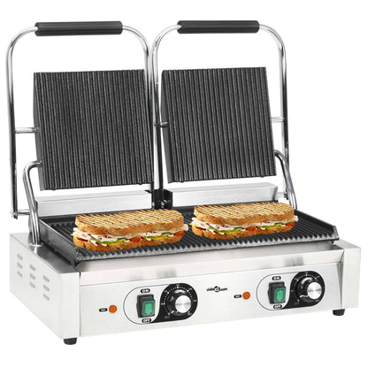 Rýhovaný Gril Na Panini Nerezová Ocel 1800 W 31 X 30,5 X 20 Cm