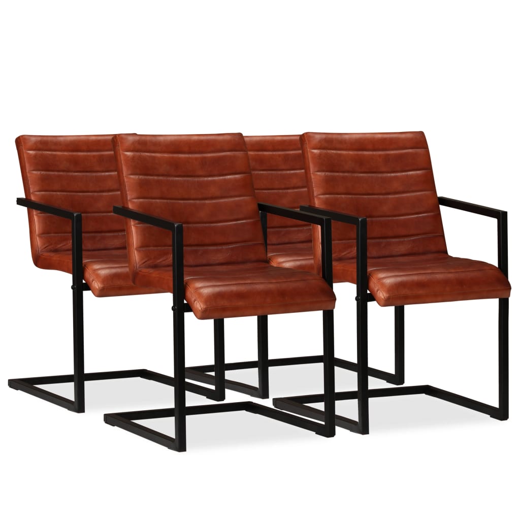 Konzolové Jídelní Židle 4 Ks Černé Pravá Kůže