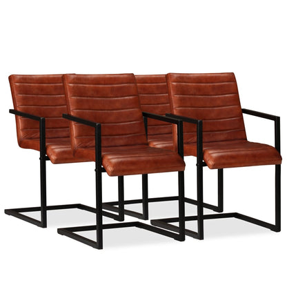 Konzolové Jídelní Židle 4 Ks Černé Pravá Kůže