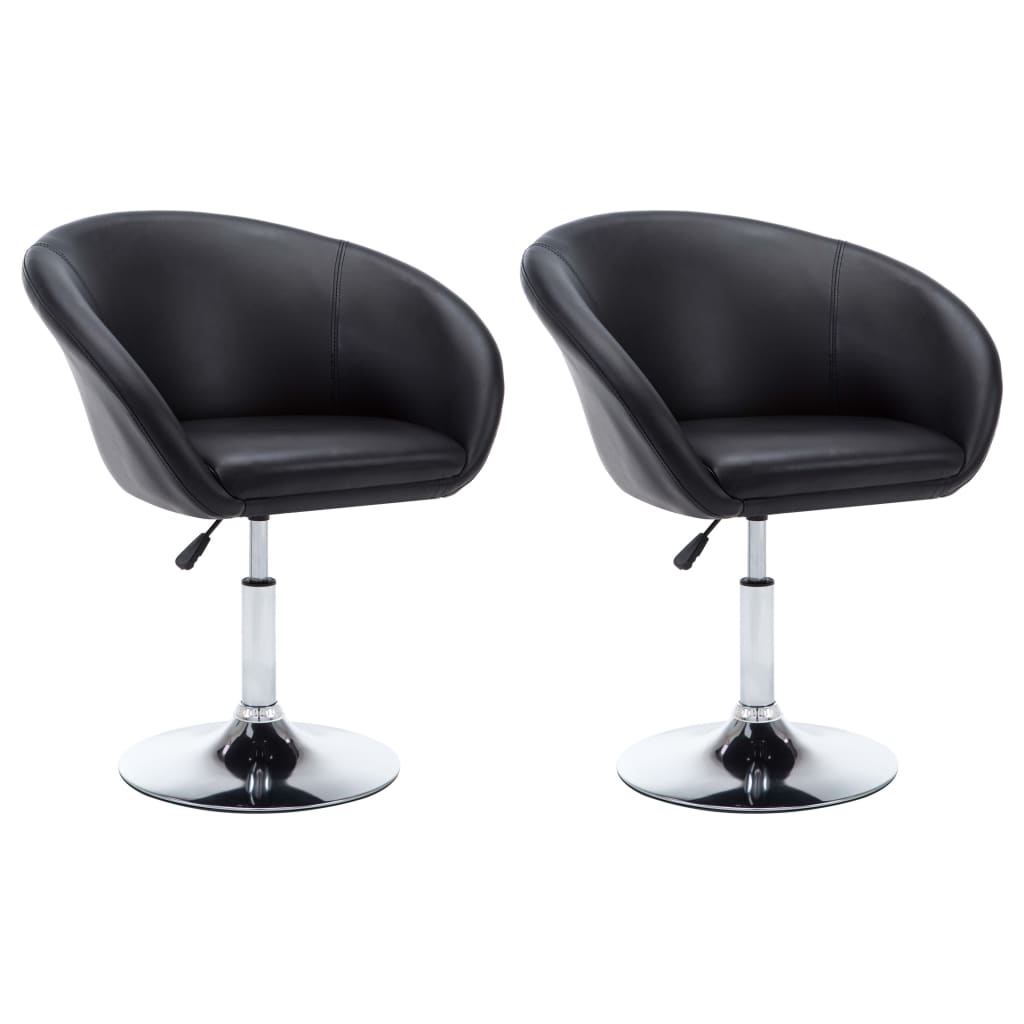 Otočné Jídelní Židle 2 Ks Černé Umělá Kůže