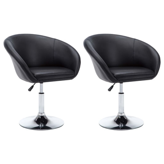 Otočné Jídelní Židle 2 Ks Černé Umělá Kůže