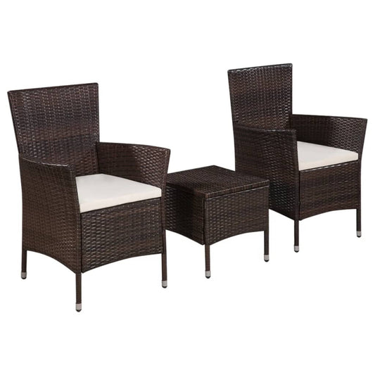 3Dílný Bistro Set Polyratan Hnědý