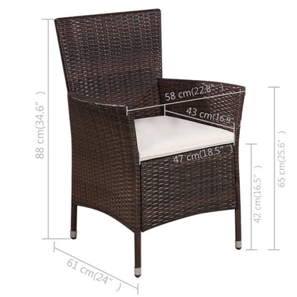3Dílný Bistro Set Polyratan Hnědý