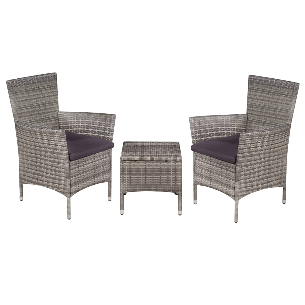 3Dílný Bistro Set Polyratan Hnědý