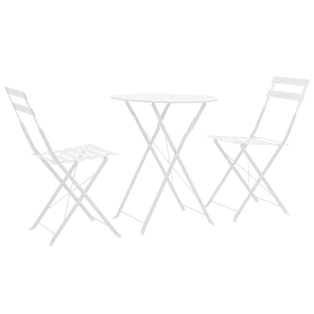 3Dílný Bistro Set Ocelový Bílý