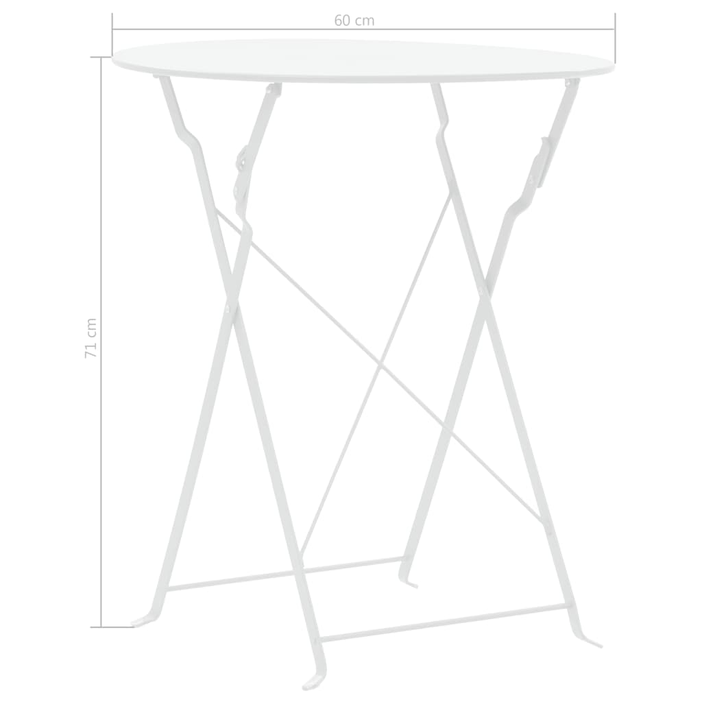 3Dílný Bistro Set Ocelový Bílý