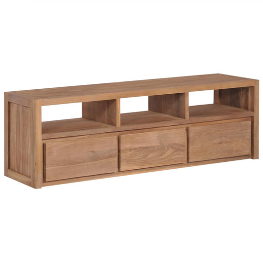 Tv Stolek Masivní Teak S Přírodním Povrchem 120 X 30 X 40 Cm