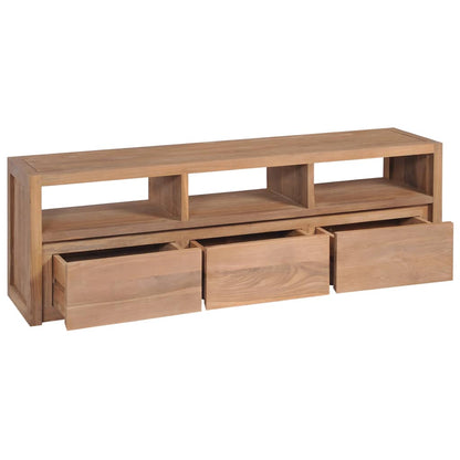 Tv Stolek Masivní Teak S Přírodním Povrchem 120 X 30 X 40 Cm