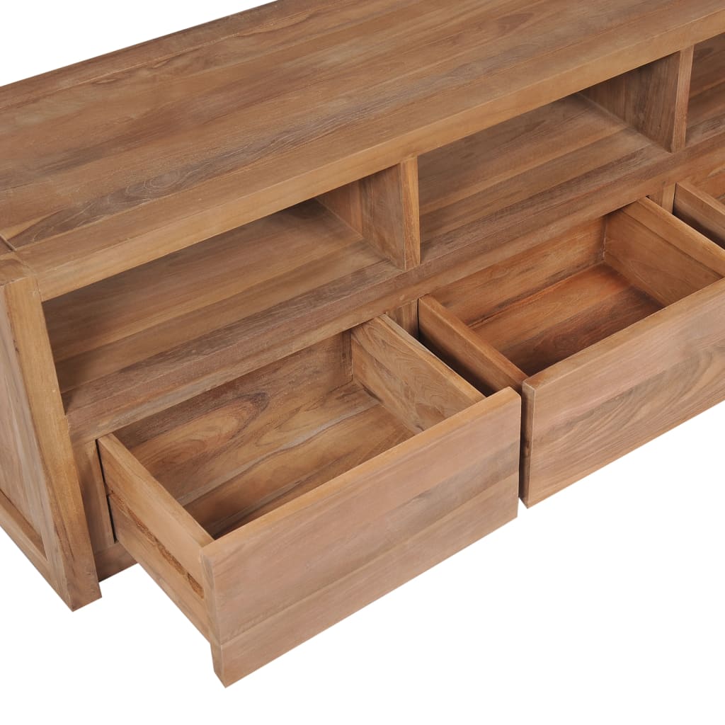 Tv Stolek Masivní Teak S Přírodním Povrchem 120 X 30 X 40 Cm