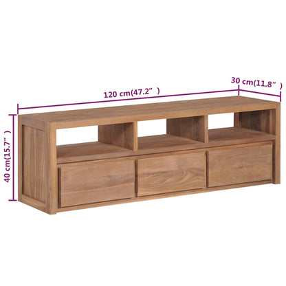 Tv Stolek Masivní Teak S Přírodním Povrchem 120 X 30 X 40 Cm