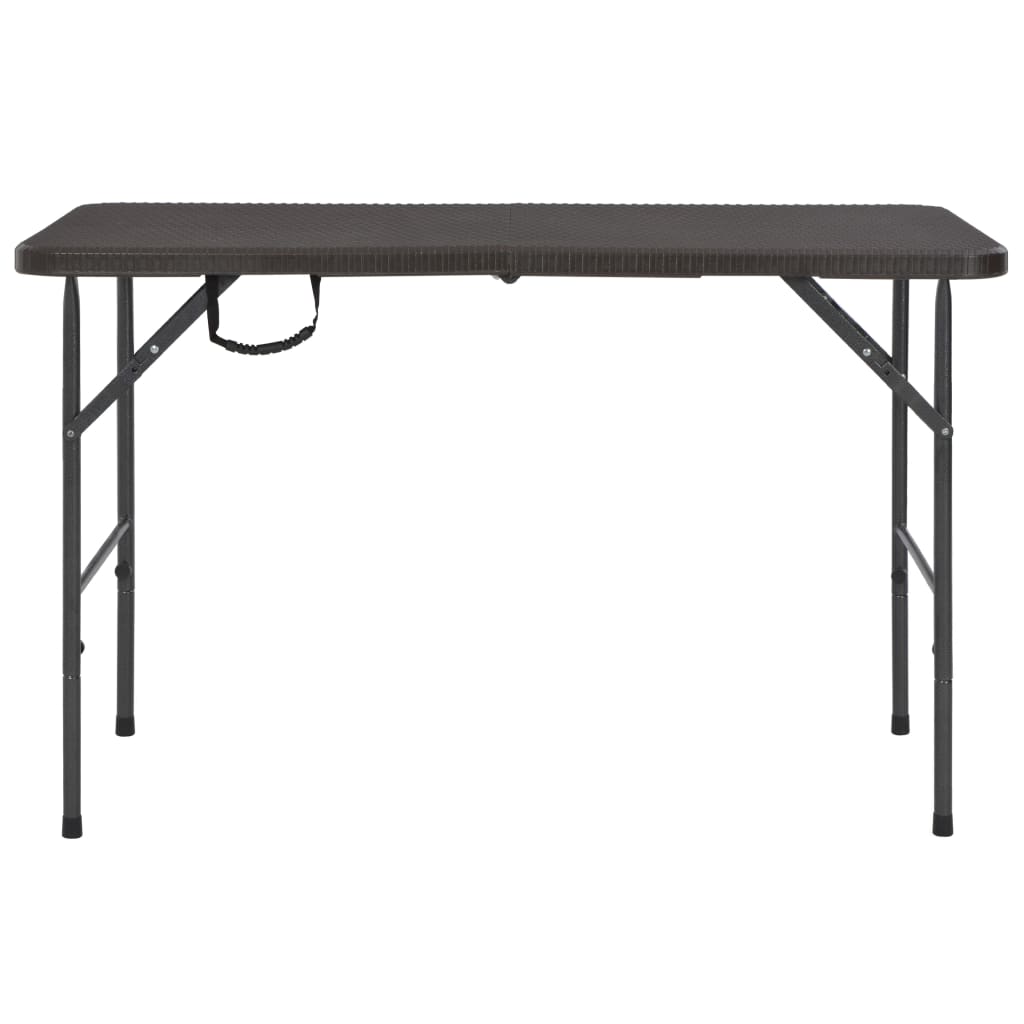 Skládací Zahradní Stůl Hnědý 120X60X74 Cm Hdpe Ratanový Vzhled