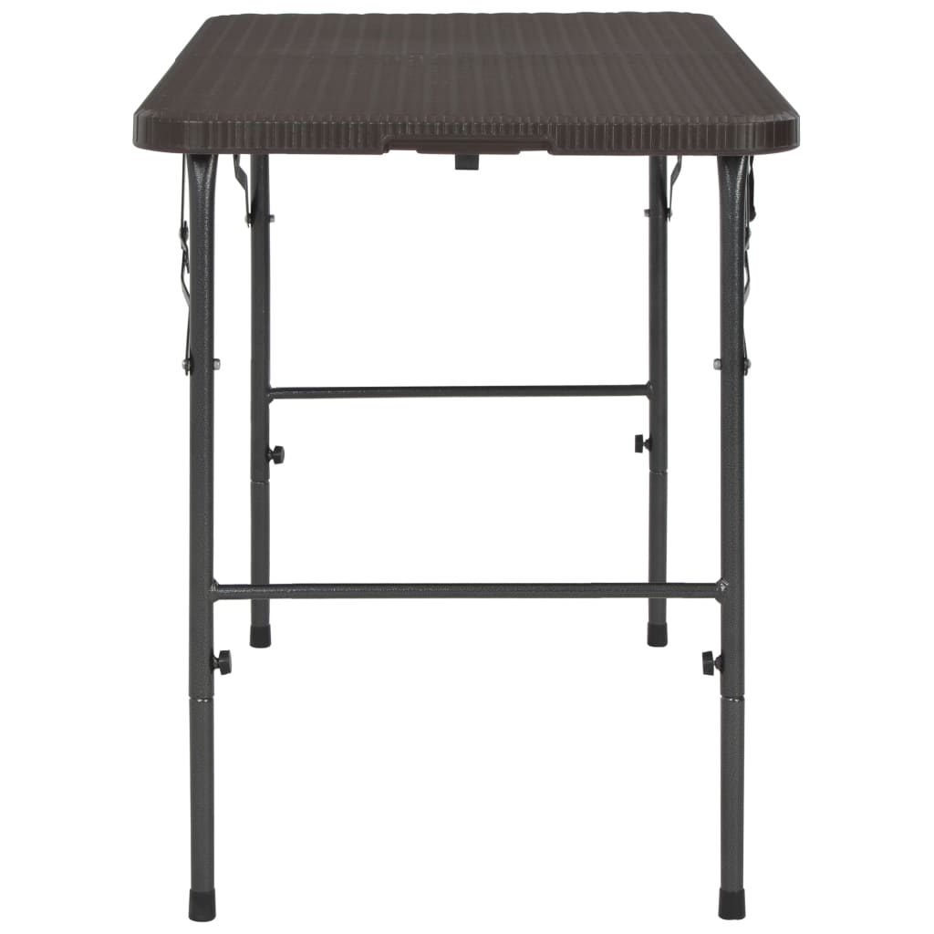 Skládací Zahradní Stůl Hnědý 120X60X74 Cm Hdpe Ratanový Vzhled