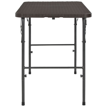 Skládací Zahradní Stůl Hnědý 120X60X74 Cm Hdpe Ratanový Vzhled