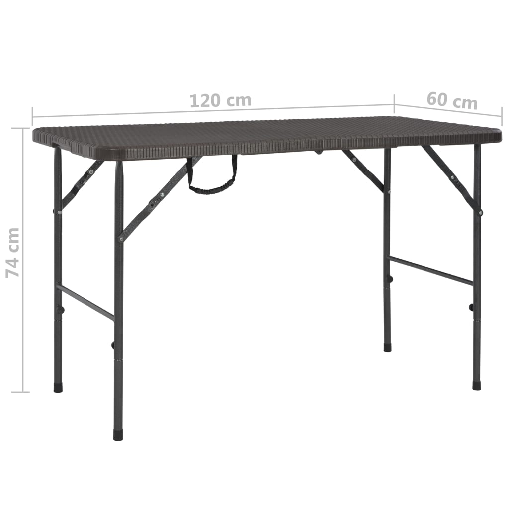 Skládací Zahradní Stůl Hnědý 120X60X74 Cm Hdpe Ratanový Vzhled