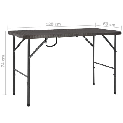 Skládací Zahradní Stůl Hnědý 120X60X74 Cm Hdpe Ratanový Vzhled