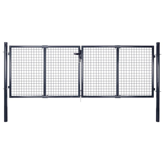 Zahradní plotová brána z pozinkované oceli 289 x 75 cm šedá