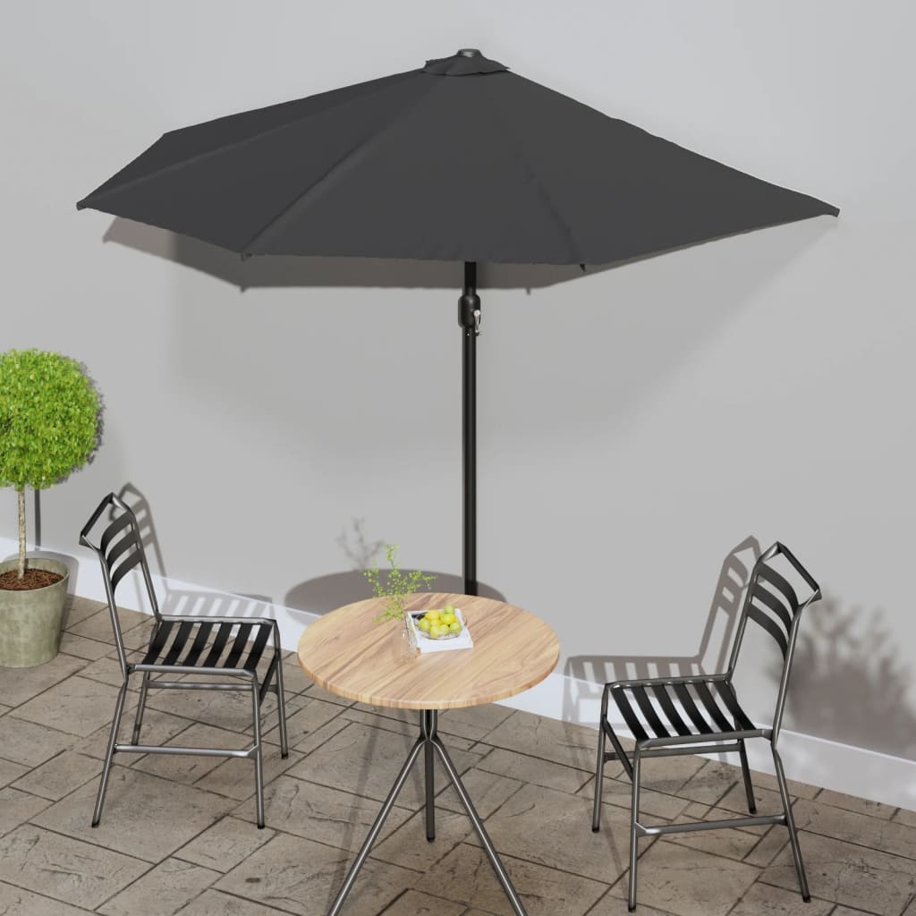 Slunečník Na Balkon Hliníková Tyč Antracitový 270X144Cm Půlkruh