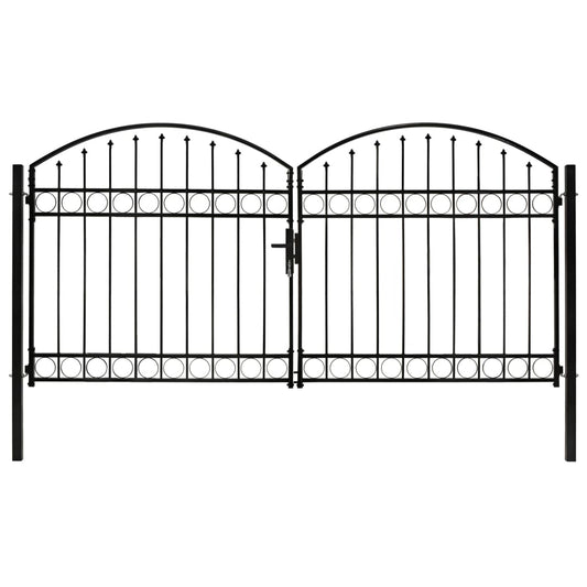 Dvoukřídlá Zahradní Brána S Obloukem Ocelová Černá