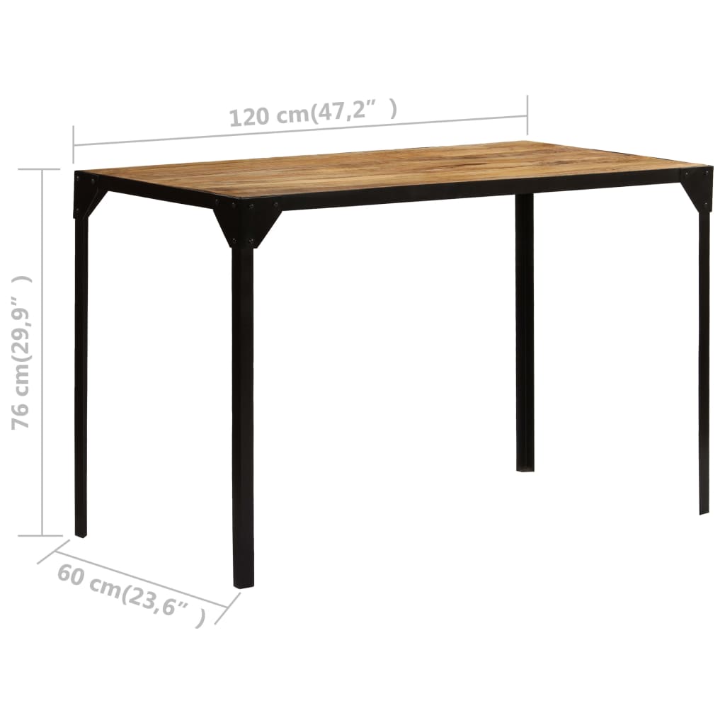 Jídelní Stůl 120 Cm Masivní Hrubé Mangovníkové Dřevo A Ocel
