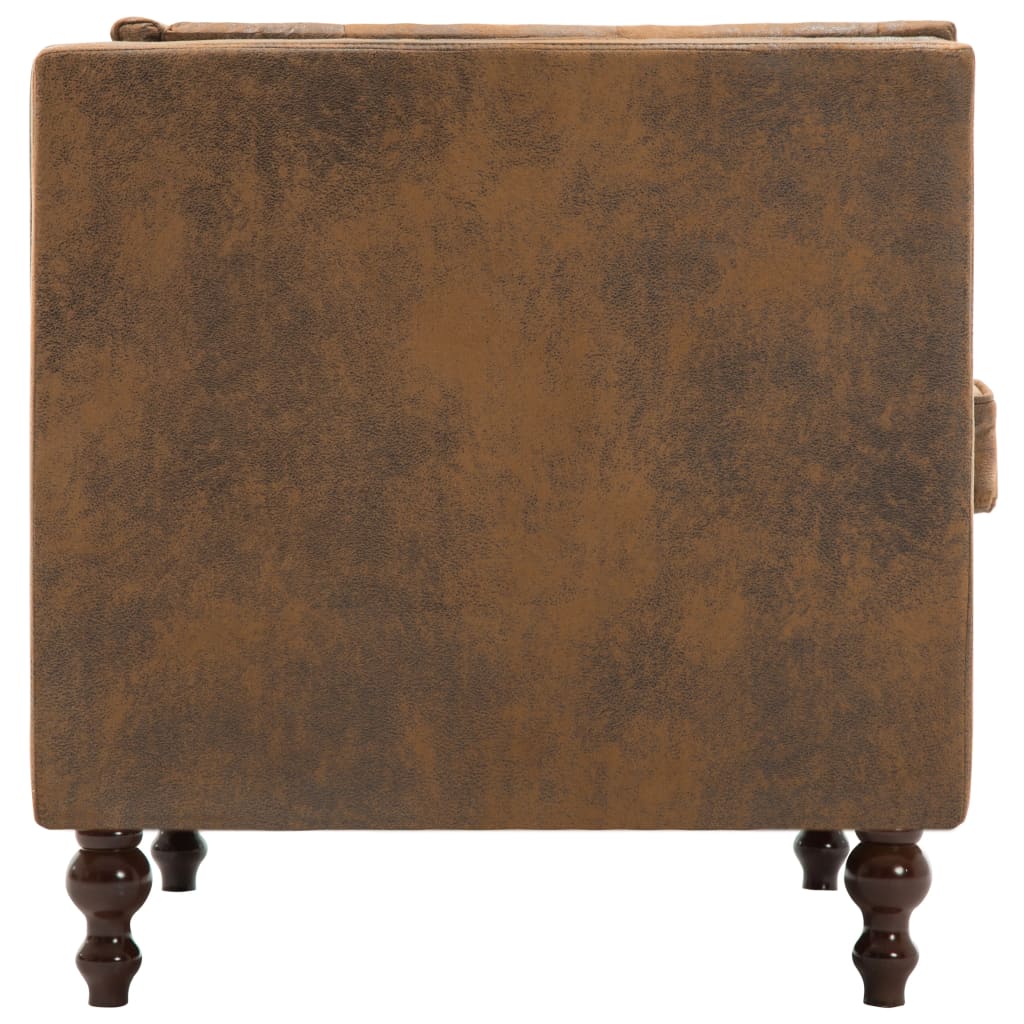 Dvousedačka Chesterfield Textilní Hnědá Se Semišovým Vzhledem