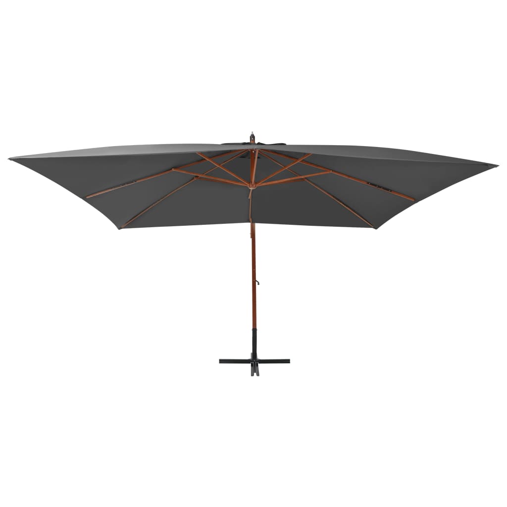 Boční Zahradní Slunečník S Dřevěnou Tyčí 400X300 Cm Antracitový