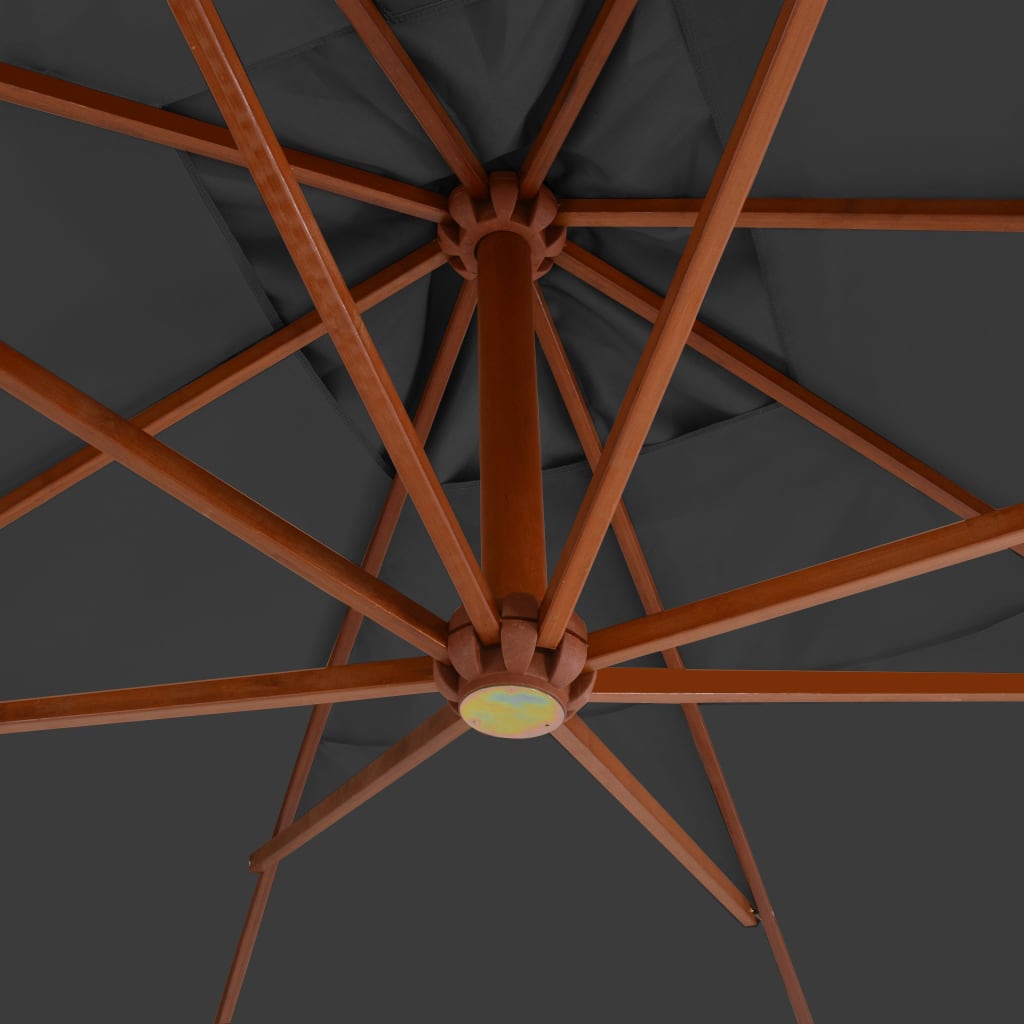 Boční Zahradní Slunečník S Dřevěnou Tyčí 400X300 Cm Antracitový