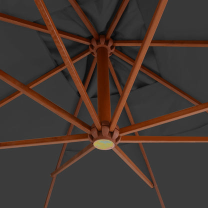 Boční Zahradní Slunečník S Dřevěnou Tyčí 400X300 Cm Antracitový