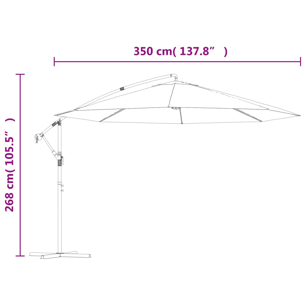 Boční Zahradní Slunečník S Hliníkovou Tyčí 350 Cm Terakotový