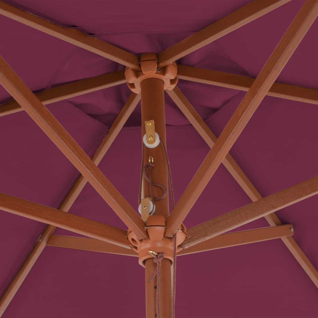 Zahradní Slunečník S Dřevěnou Tyčí 270 Cm Bordó