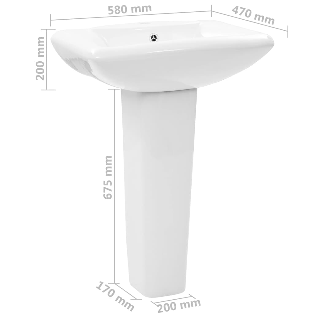 Volně Stojící Umyvadlo Podstavec Keramické Bílé 580X470X200 Mm