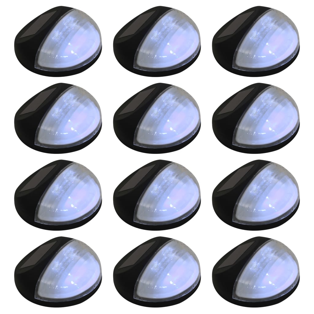 Zahradní Nástěnné Solární Lampy Led 12 Ks Kulaté Černé