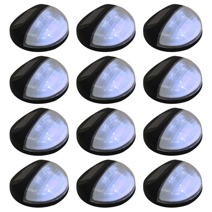 Zahradní Nástěnné Solární Lampy Led 12 Ks Kulaté Černé