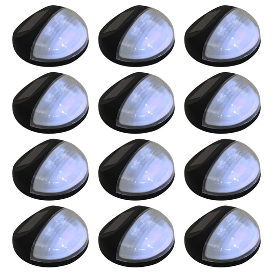 Zahradní Nástěnné Solární Lampy Led 12 Ks Kulaté Černé