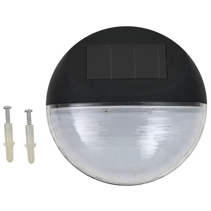 Zahradní Nástěnné Solární Lampy Led 12 Ks Kulaté Černé