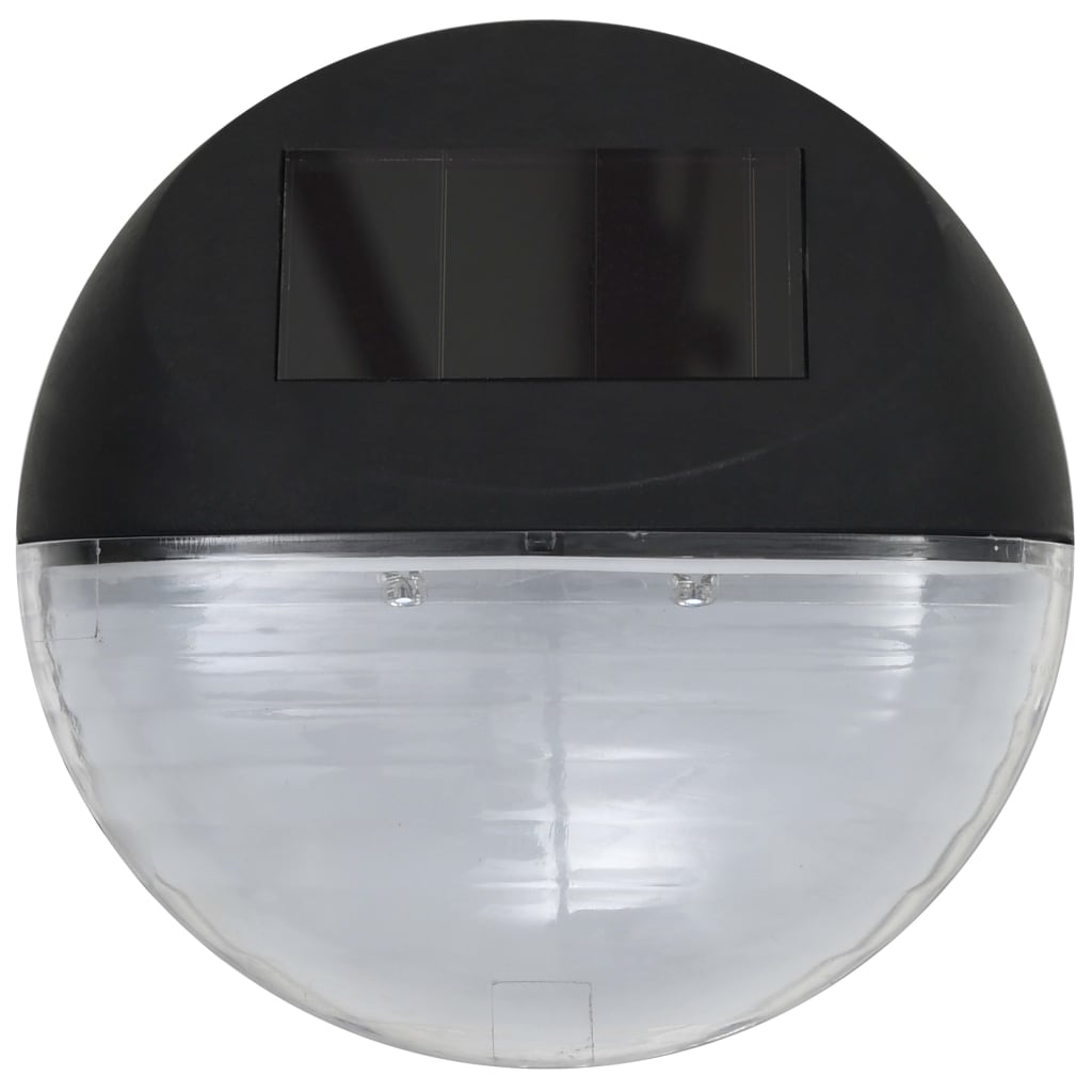 Zahradní Nástěnné Solární Lampy Led 12 Ks Kulaté Černé