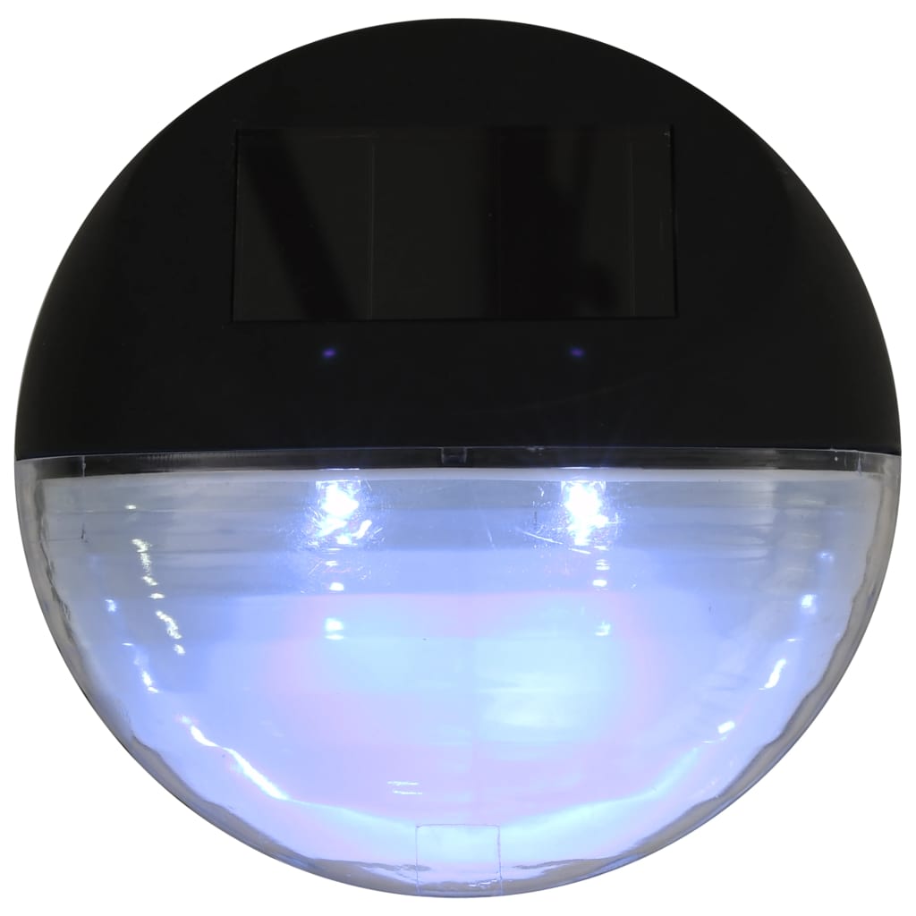Zahradní Nástěnné Solární Lampy Led 12 Ks Kulaté Černé