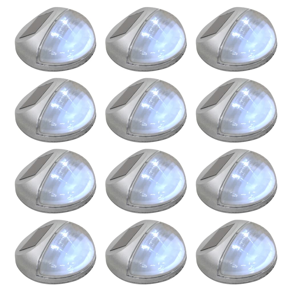 Zahradní Nástěnné Solární Lampy Led 12 Ks Kulaté Černé
