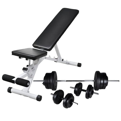 Posilovací Lavice Se Sadou Činek Barbell A Dumbbell 60,5 Kg