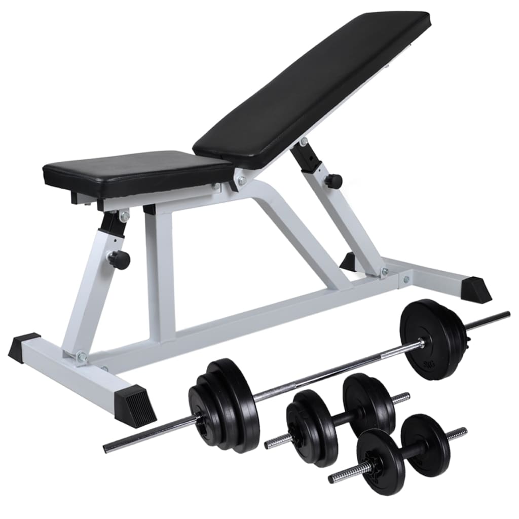 Posilovací Lavice Se Sadou Činek Barbell A Dumbbell 30,5 Kg