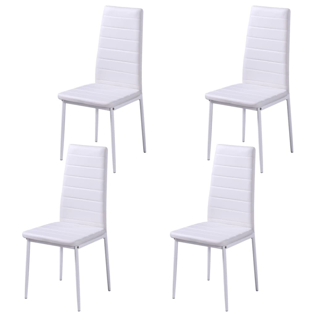 Jídelní Set 5 Kusů Umělá Kůže Černý A Bílý