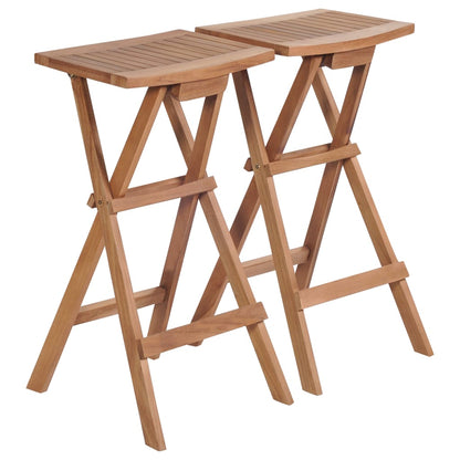 Skládací Barové Stoličky 2 Ks Masivní Teak