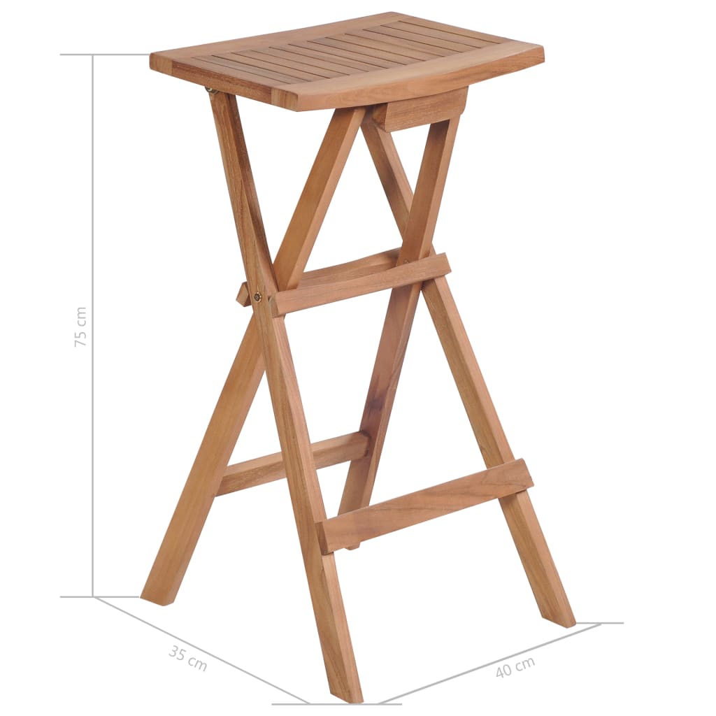 Skládací Barové Stoličky 2 Ks Masivní Teak
