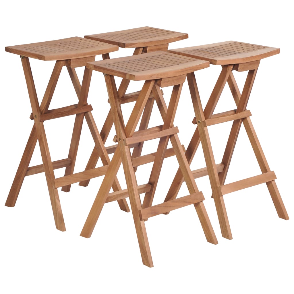 Skládací Barové Stoličky 2 Ks Masivní Teak