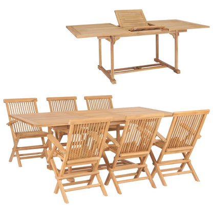 7Dílný Zahradní Jídelní Set 150–200 X 100 X 75 Cm Teakové Dřevo