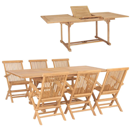 7Dílný Zahradní Jídelní Set 150–200 X 100 X 75 Cm Teakové Dřevo