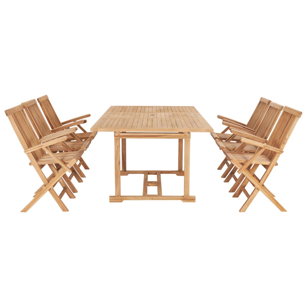 7Dílný Zahradní Jídelní Set 150–200 X 100 X 75 Cm Teakové Dřevo
