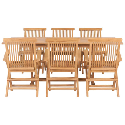 7Dílný Zahradní Jídelní Set 150–200 X 100 X 75 Cm Teakové Dřevo