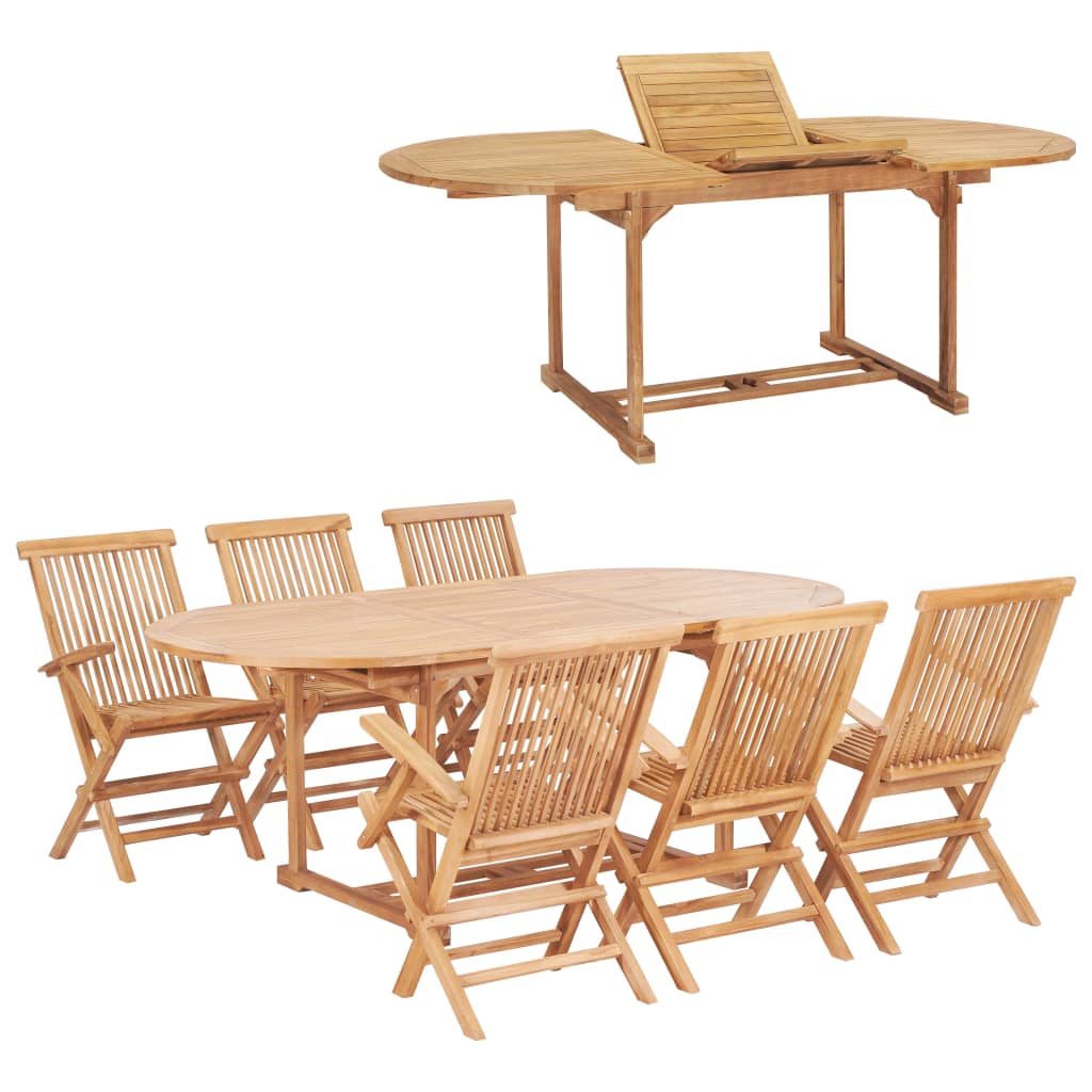 7Dílný Zahradní Jídelní Set 150–200 X 100 X 75 Cm Teakové Dřevo