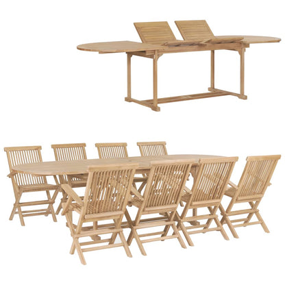 9Dílný Zahradní Jídelní Set 180–280 X 100 X 75 Cm Teakové Dřevo