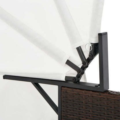 Dvojité Zahradní Lehátko S Baldachýnem Polyratan Hnědé